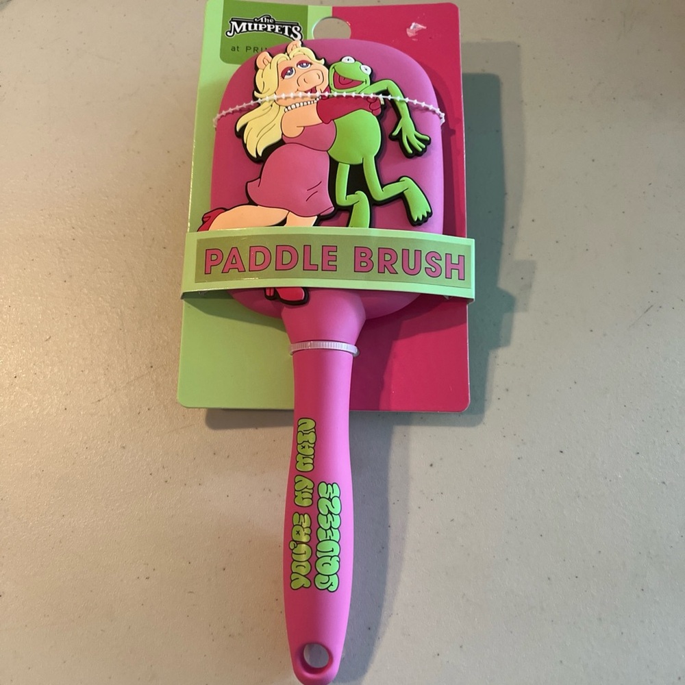 Pink Paddle Brush with Cartoon Design